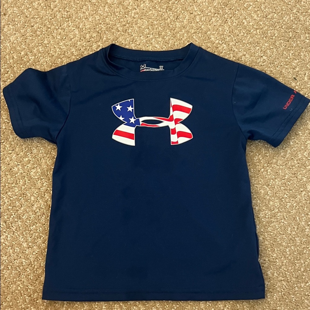 Under Armour Kids Navy Blue Tee with Patriotic Logo